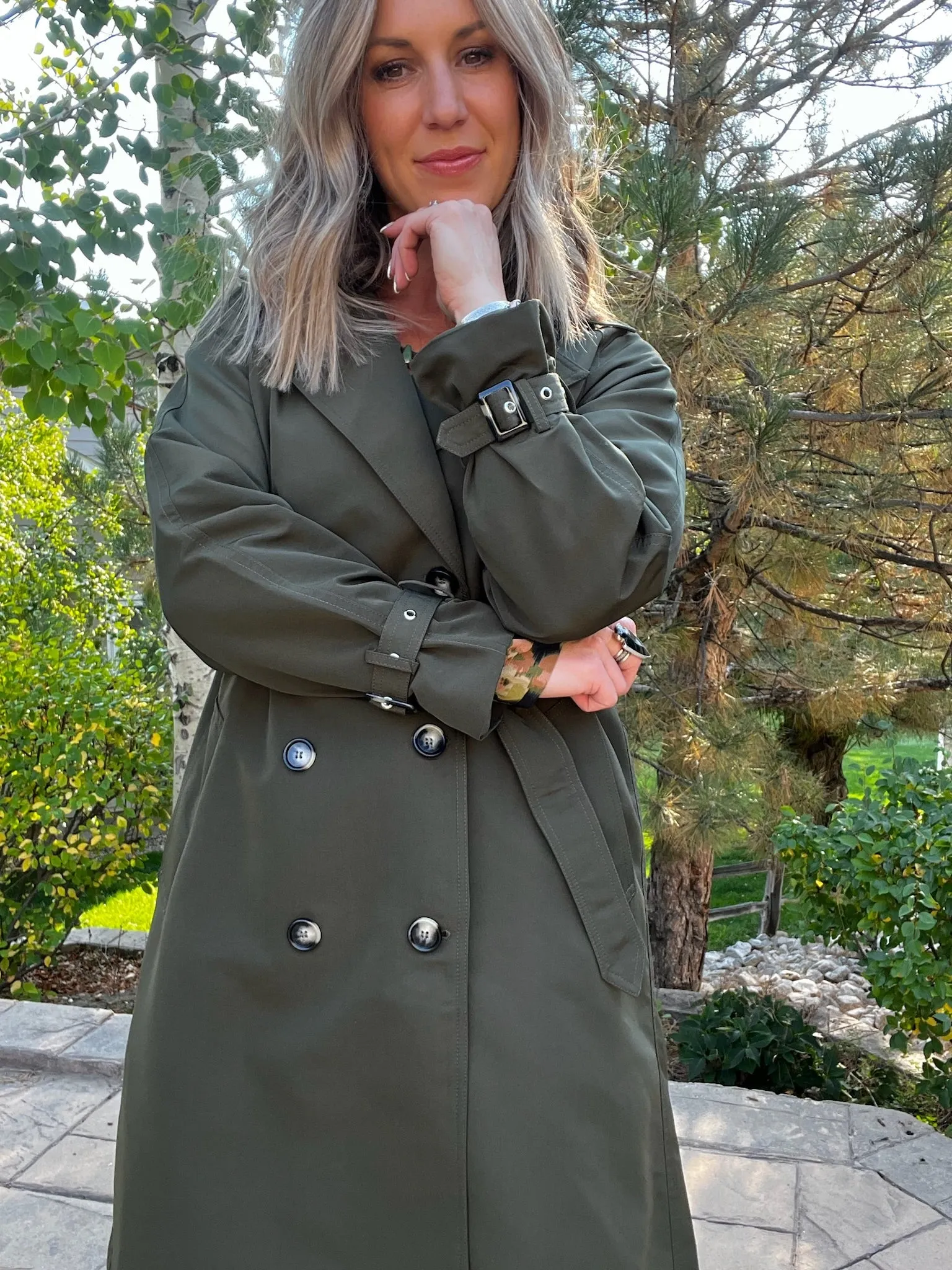 Olive Belted Trench Coat