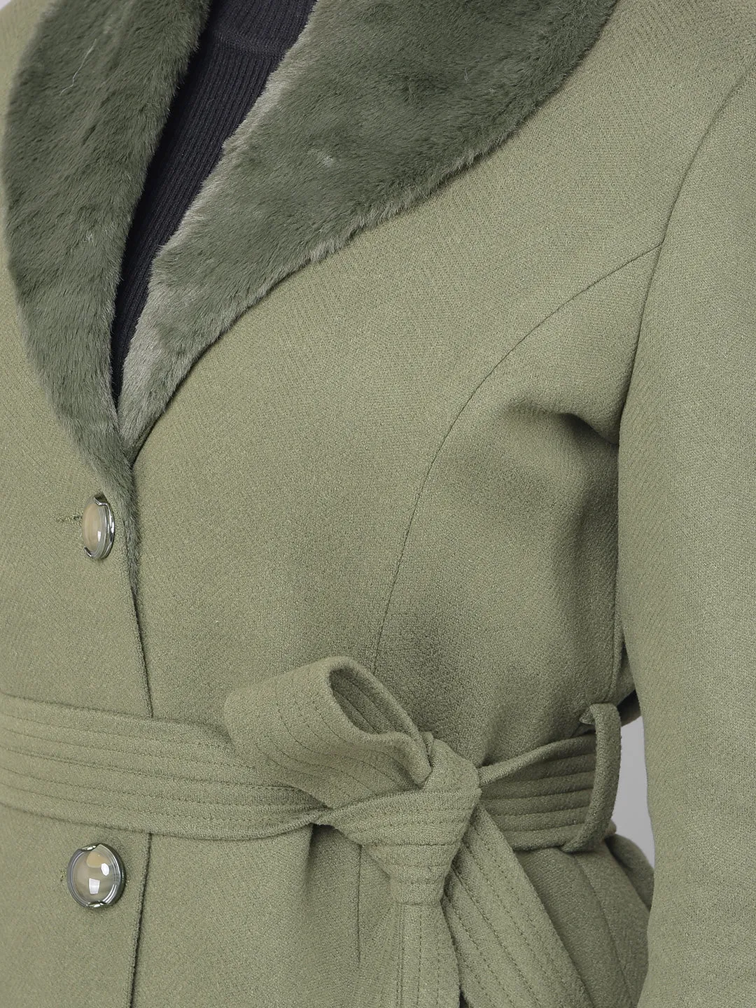Olive Single Breasted Trench Coat