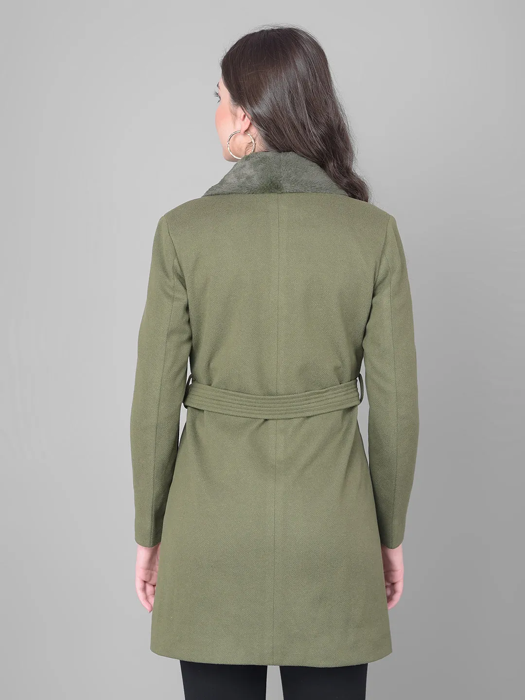 Olive Single Breasted Trench Coat