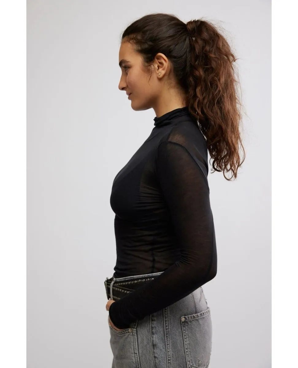 On Air Black Sheer Turtleneck
