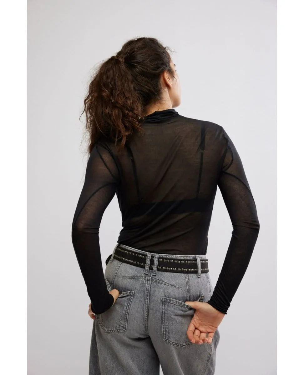 On Air Black Sheer Turtleneck