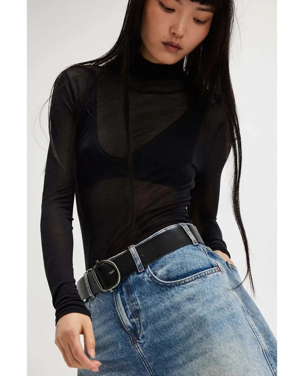 On Air Black Sheer Turtleneck