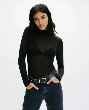 On Air Black Sheer Turtleneck