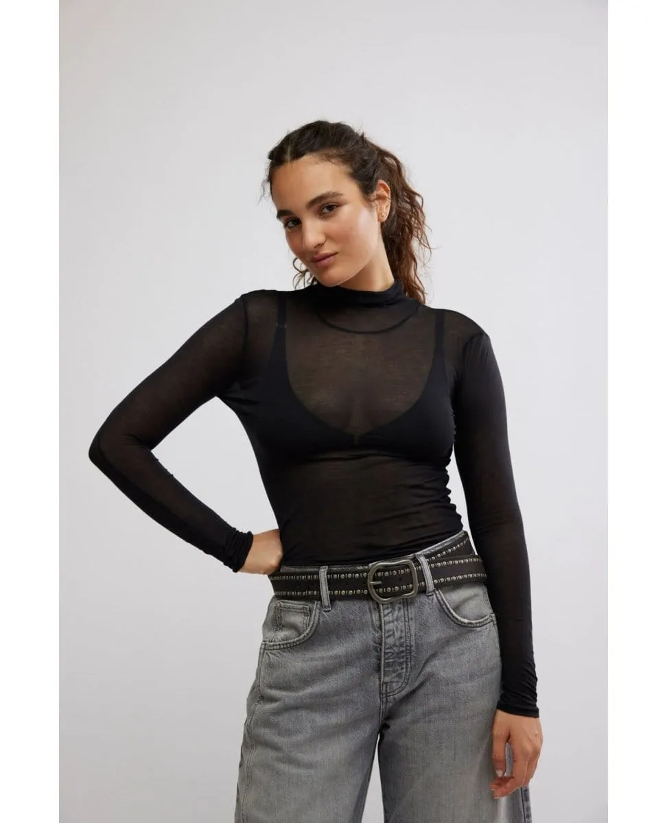 On Air Black Sheer Turtleneck