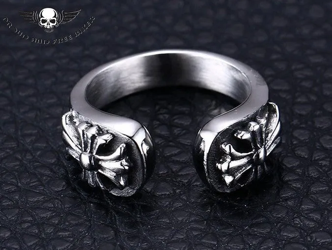 Open Ring with Crosses