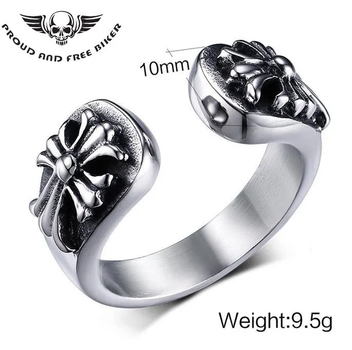 Open Ring with Crosses