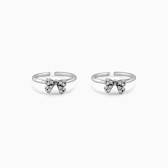 Oxidised Silver Bow Toe Rings