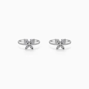 Oxidised Silver Shinny Butterfly Toe Rings