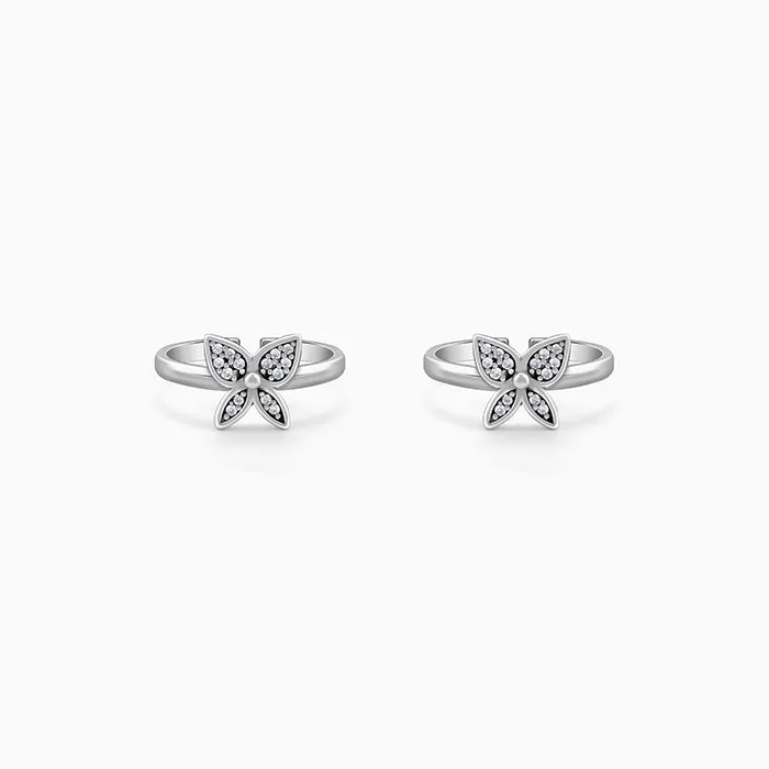 Oxidised Silver Shinny Butterfly Toe Rings