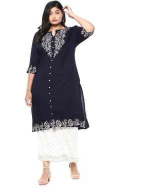 Pastle Printed Kurta Set | Navy