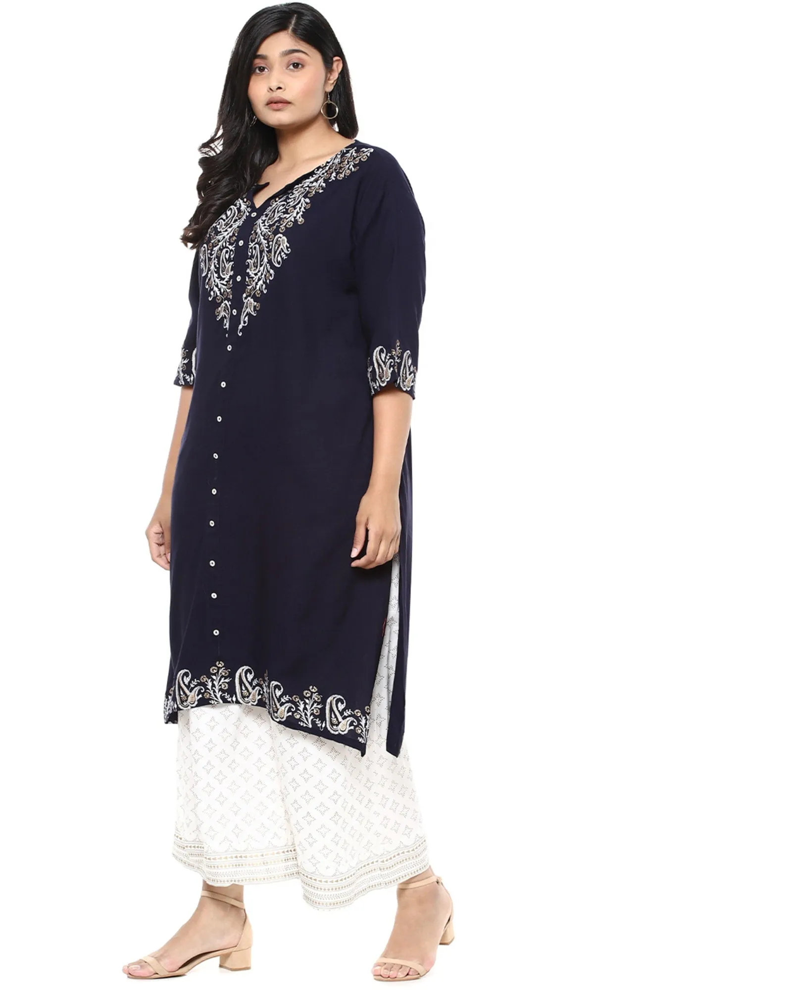 Pastle Printed Kurta Set | Navy