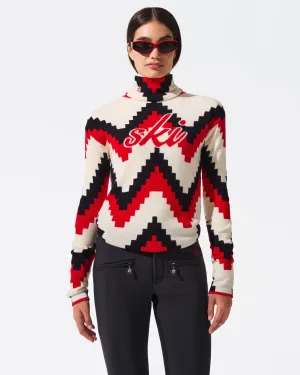 Perfect Moment Chevron Roll Neck Sweater
