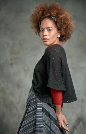 Perforated Black Box Blouse - ONE/SIZE