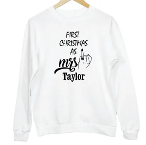 Personalised First Christmas as MRS Ring Sweatshirt