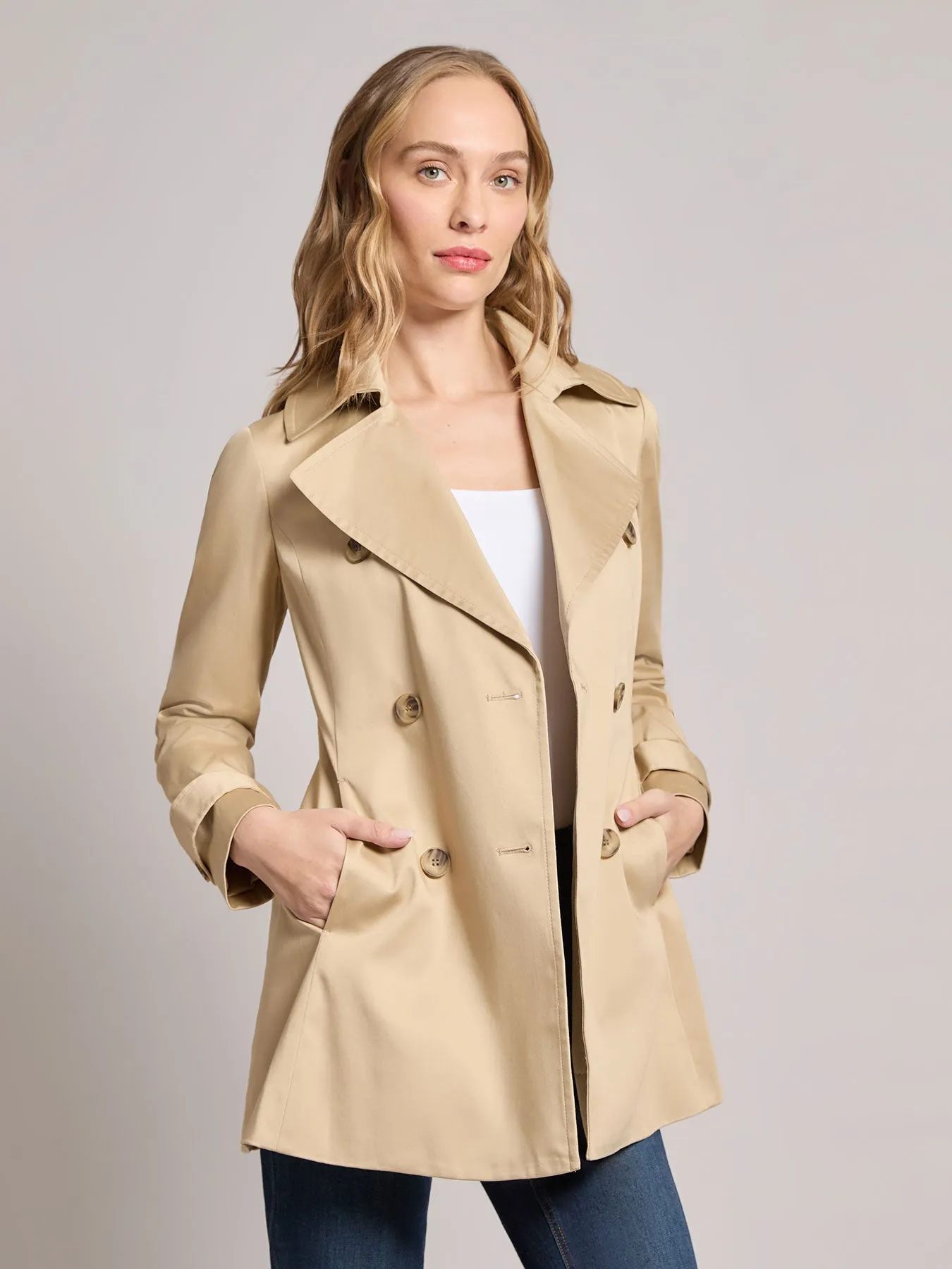 Petite Double Breasted Trench Jacket
