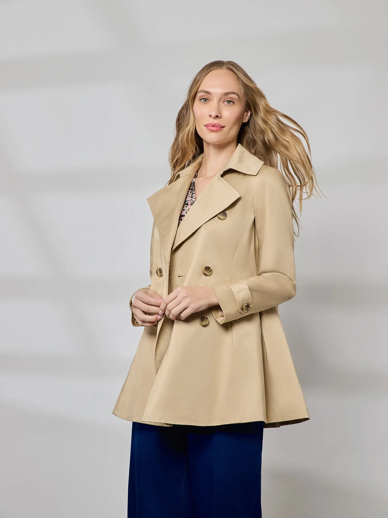 Petite Double Breasted Trench Jacket