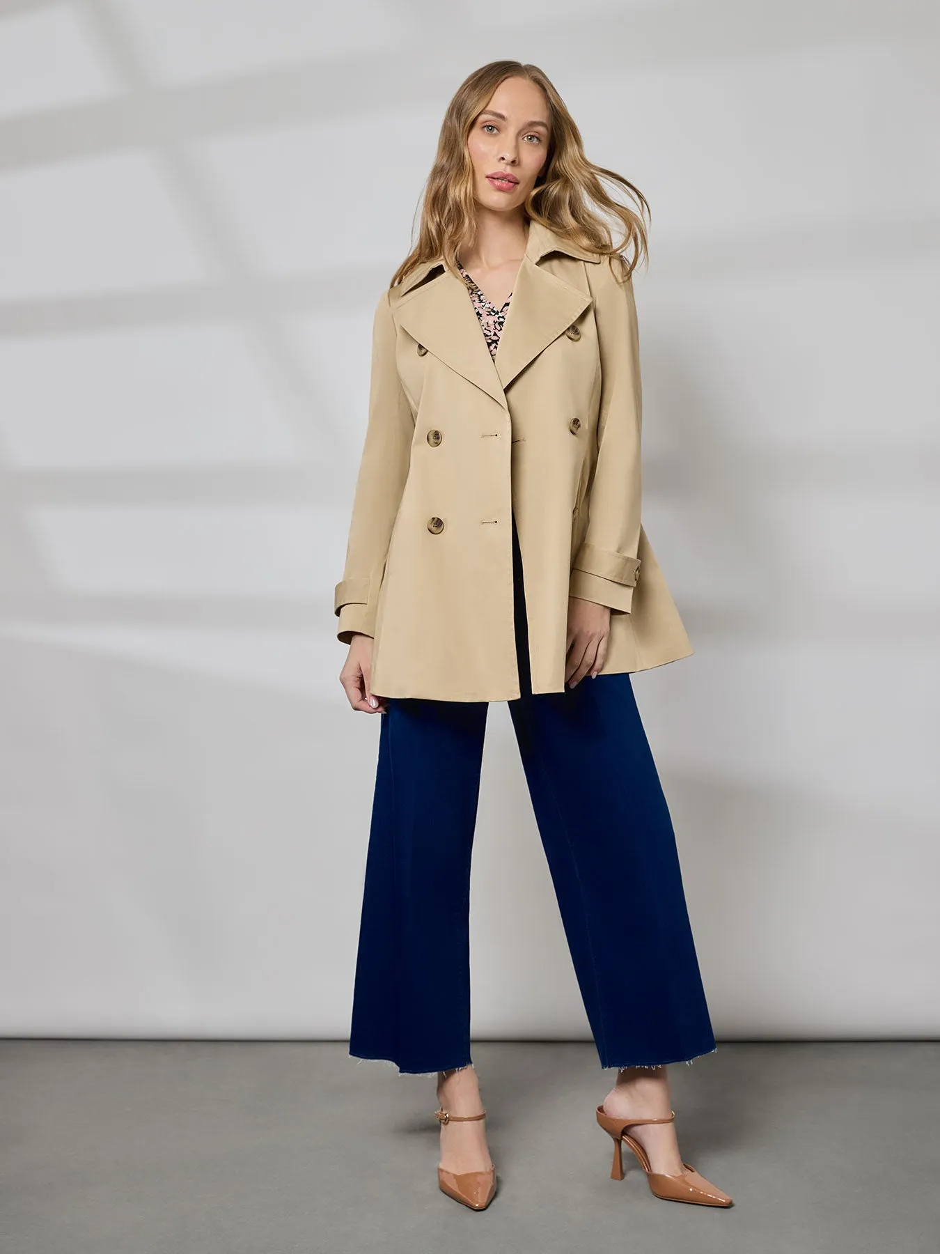 Petite Double Breasted Trench Jacket