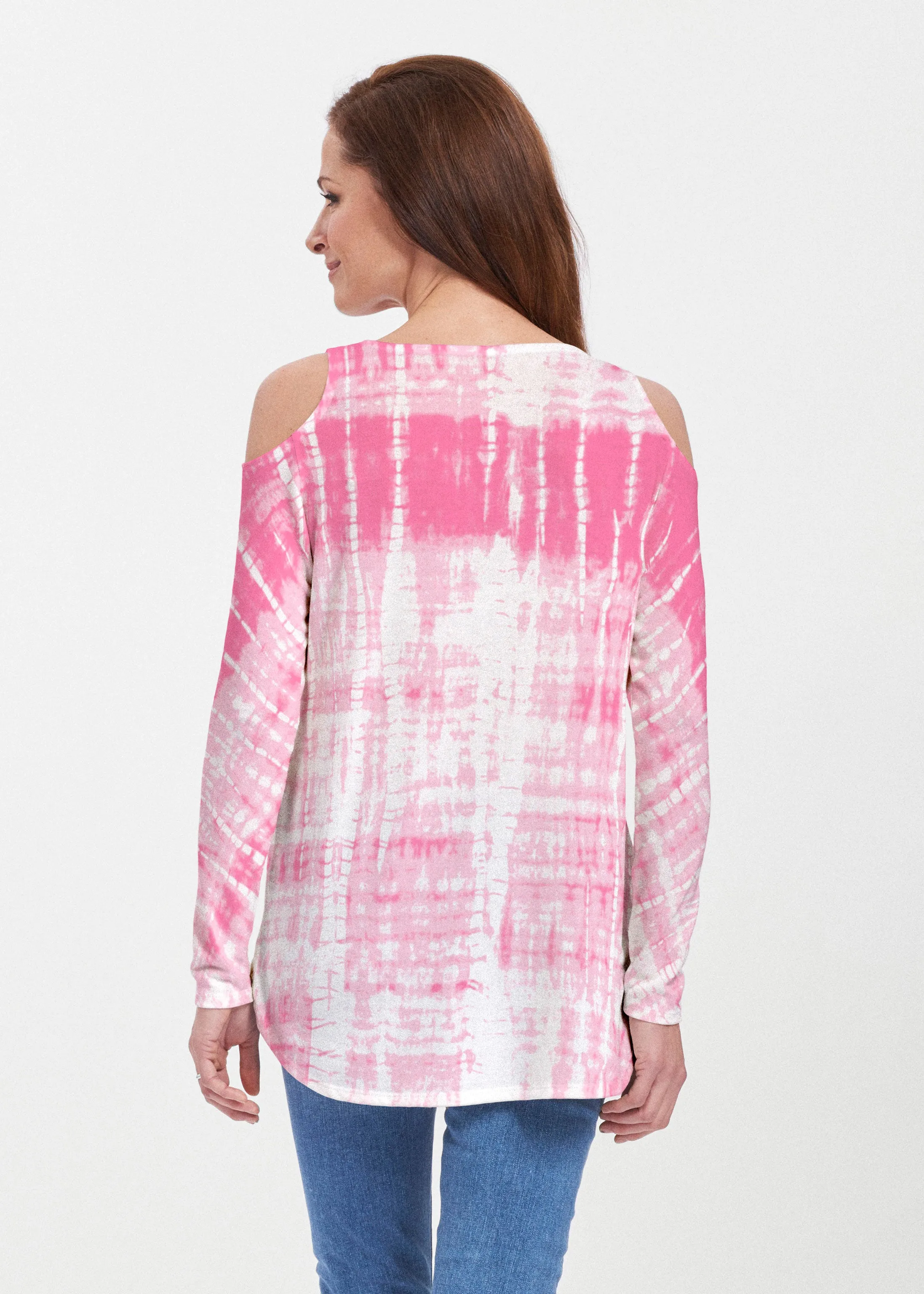 Pink Tie Dye (14254) ~ Butterknit Cold Shoulder Tunic