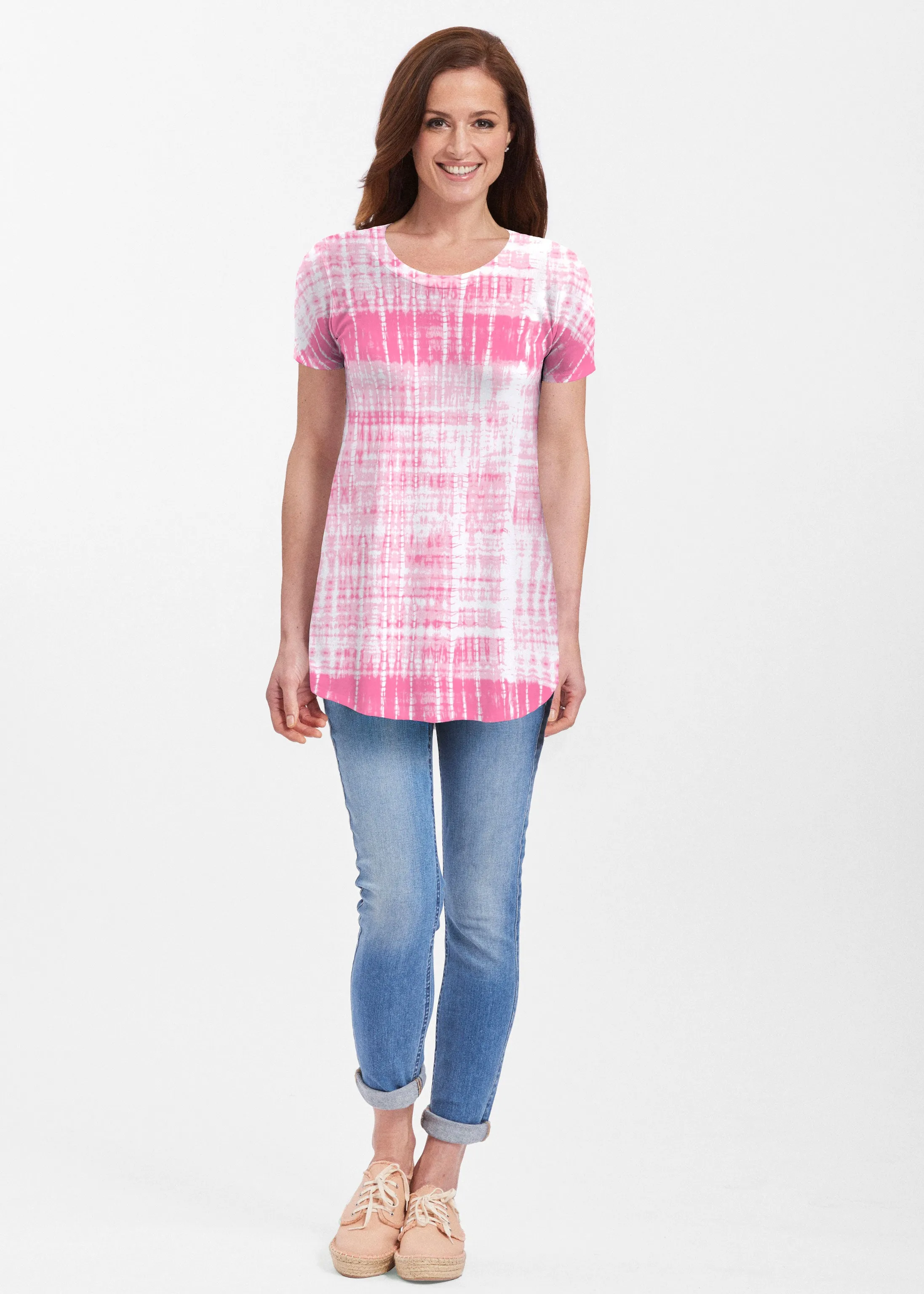 Pink Tie Dye (14254) ~ Butterknit Short Sleeve Tunic