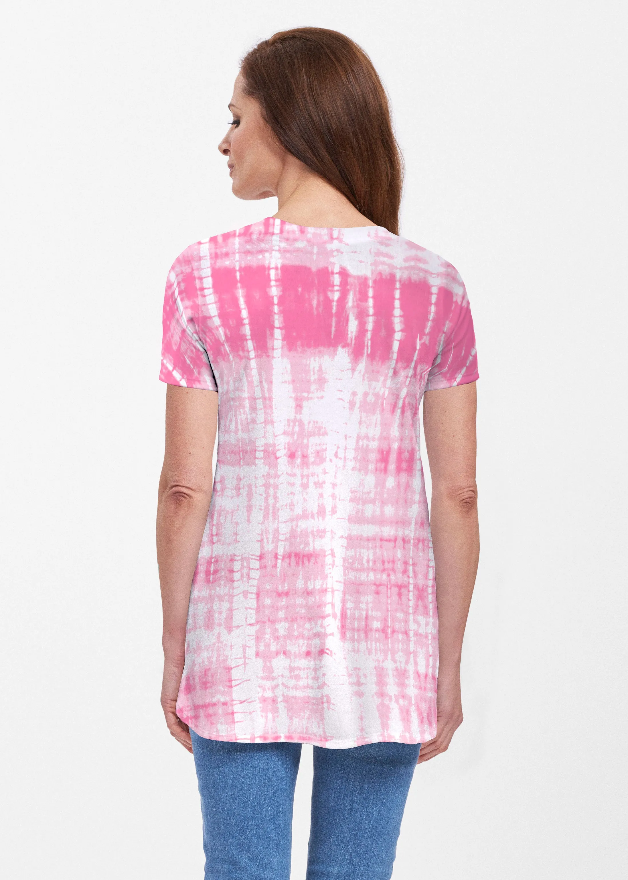Pink Tie Dye (14254) ~ Butterknit Short Sleeve Tunic