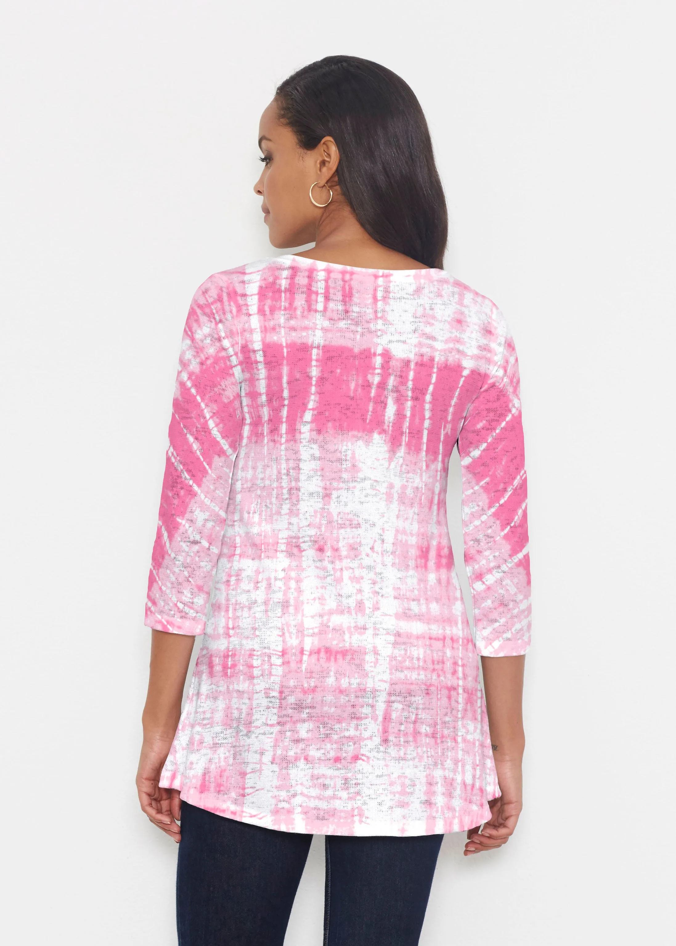 Pink Tie Dye (14254) ~ Katherine Hi-Lo Thermal Tunic
