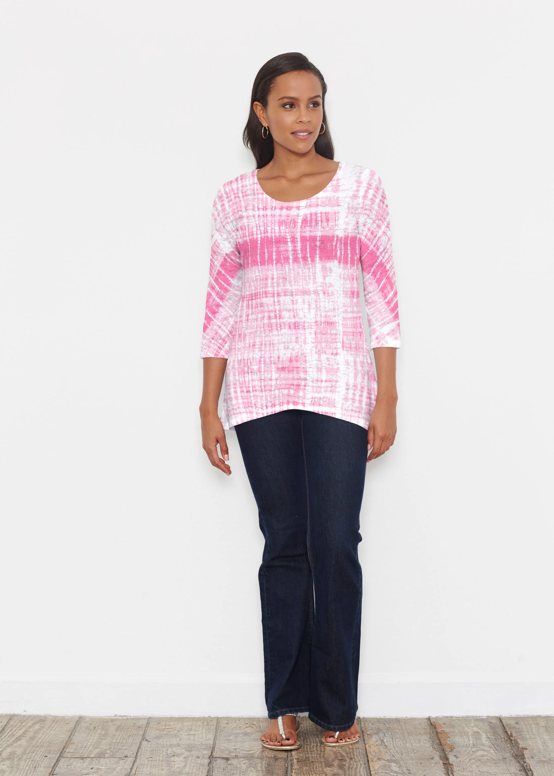 Pink Tie Dye (14254) ~ Katherine Hi-Lo Thermal Tunic