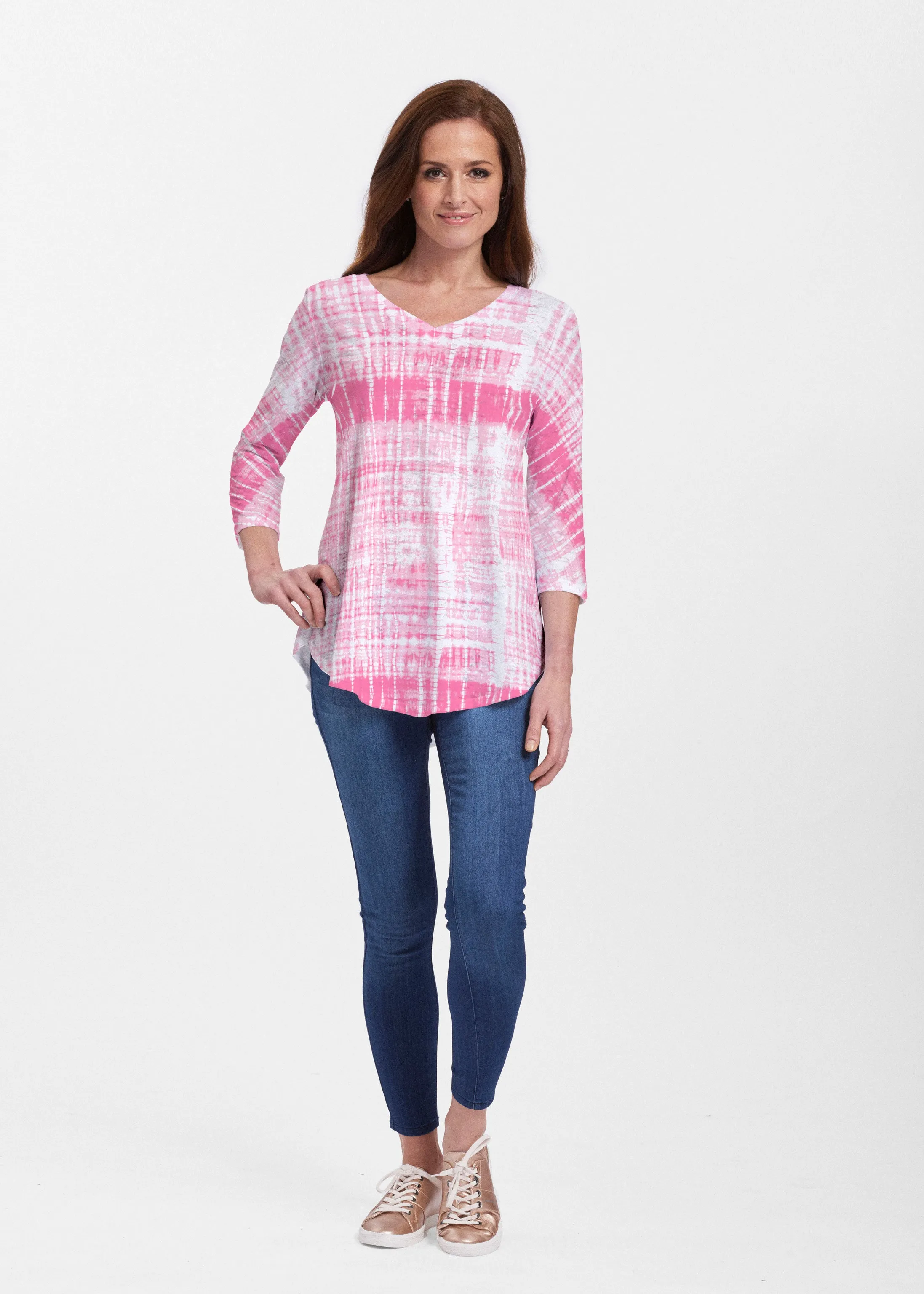Pink Tie Dye (14254) ~ Signature V-neck Flowy Tunic