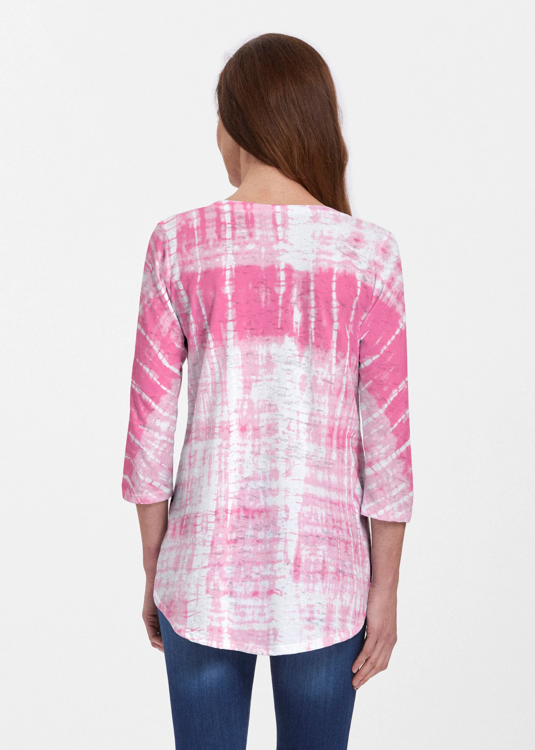 Pink Tie Dye (14254) ~ Signature V-neck Flowy Tunic