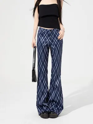 Plaid High-Waist Flared Pants | Tailored Work Trousers with Retro Charm for Women