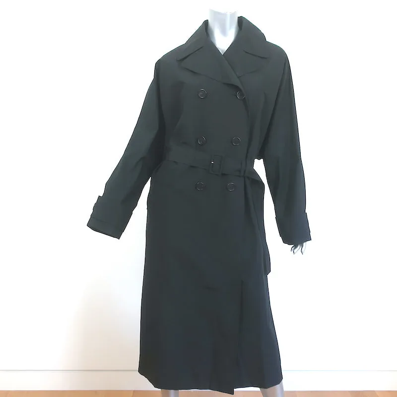 Prada Oversize Trench Coat Black Cotton-Blend Size 42 Double Breasted Jacket