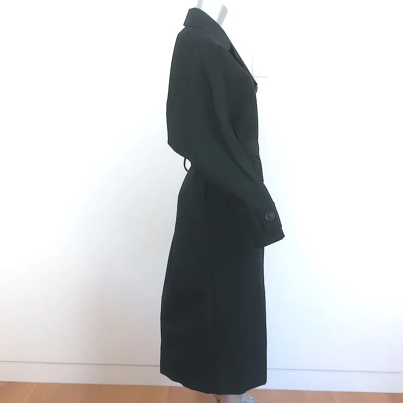 Prada Oversize Trench Coat Black Cotton-Blend Size 42 Double Breasted Jacket