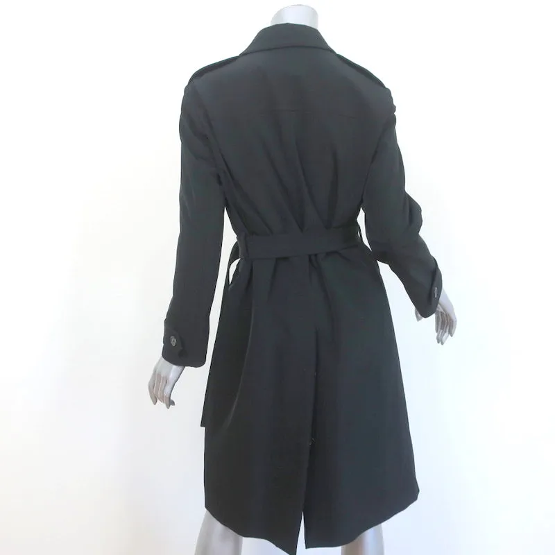 Prada Trench Coat Black Stretch Polyester Size 42 Single Breasted Jacket