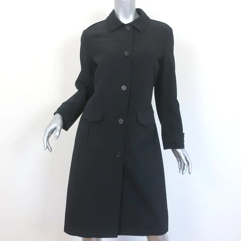 Prada Trench Coat Black Stretch Polyester Size 42 Single Breasted Jacket