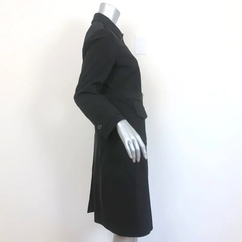 Prada Trench Coat Black Stretch Polyester Size 42 Single Breasted Jacket