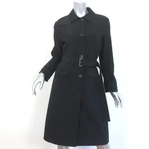 Prada Trench Coat Black Stretch Polyester Size 42 Single Breasted Jacket