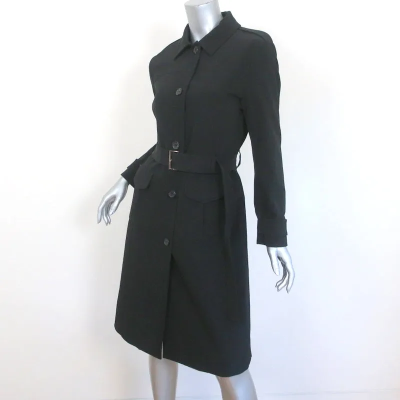 Prada Trench Coat Black Stretch Polyester Size 42 Single Breasted Jacket