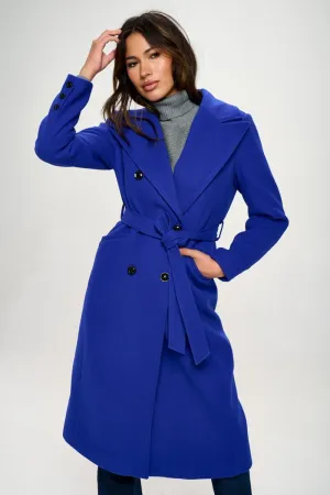 Priyah Double-Breasted Longline Coat with Belt