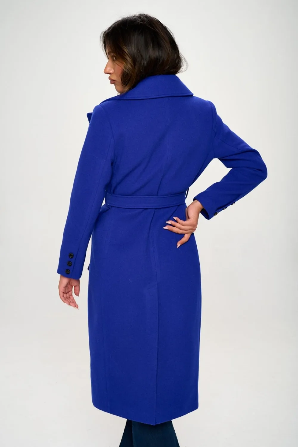 Priyah Double-Breasted Longline Coat with Belt