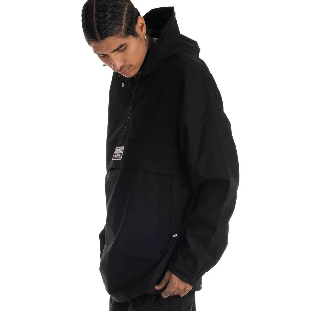Pro Club Men's Nylon Anorak Pullover Jacket - Black
