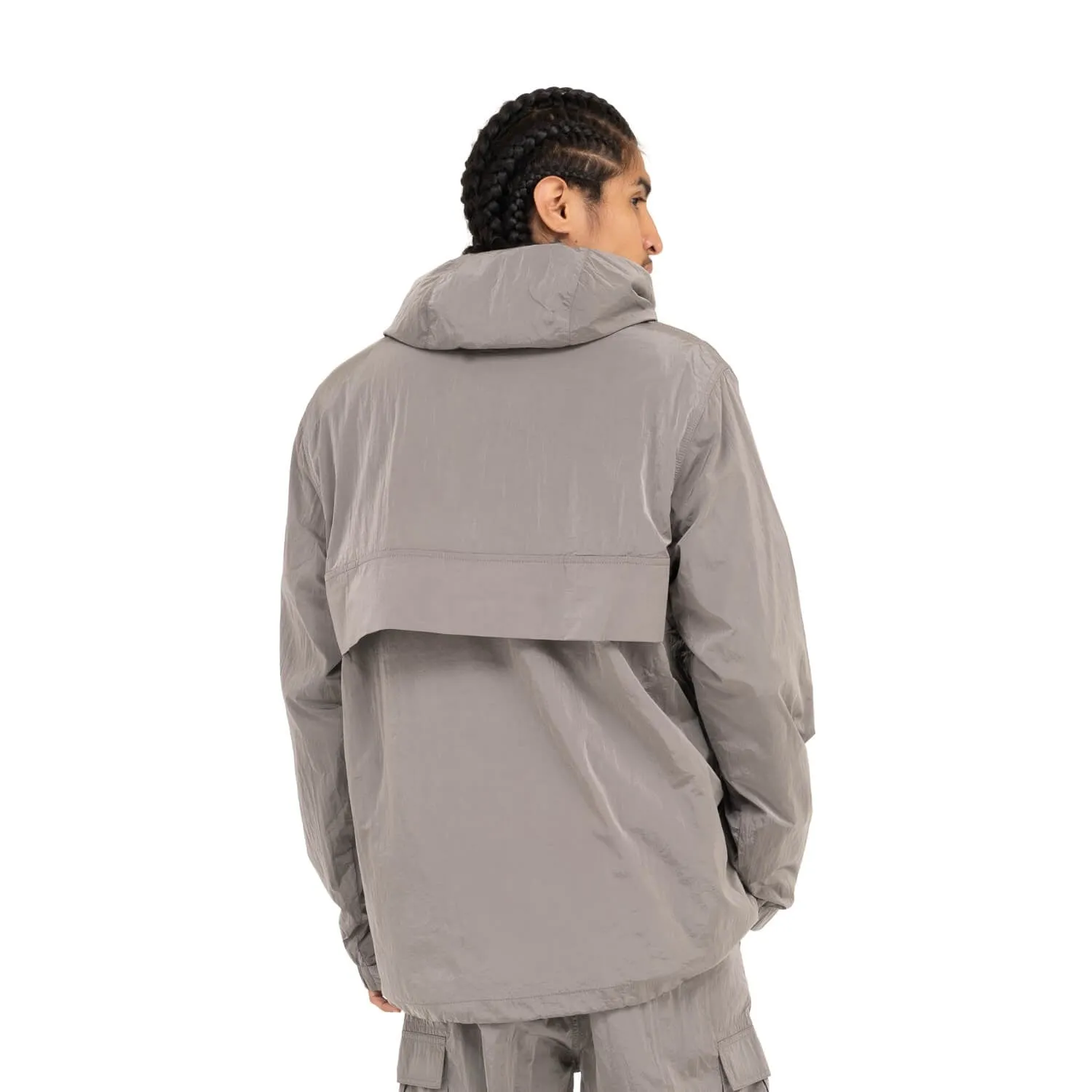 Pro Club Metallic Nylon Anorak Pullover Jacket - Silver Gray