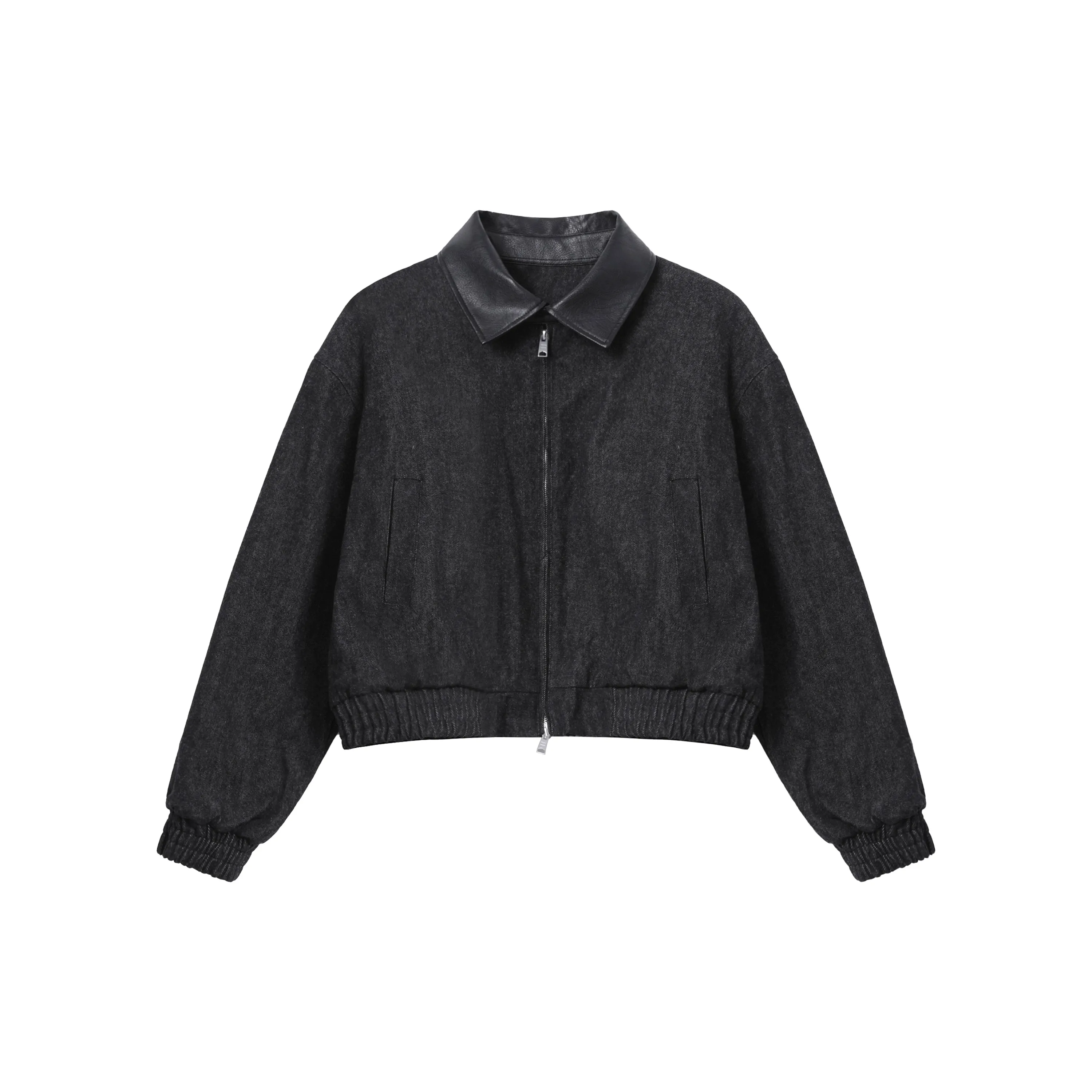 PU Leather Woolen Jacket