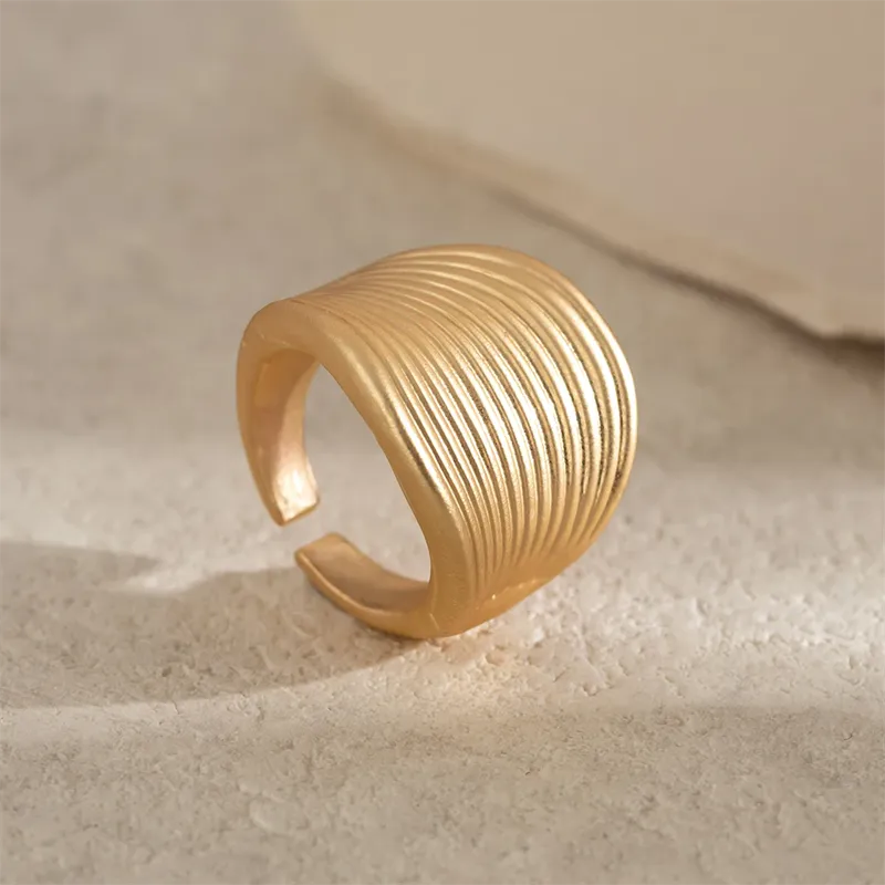 Punk Pleated Adjustable Wedding Rings for Couples
