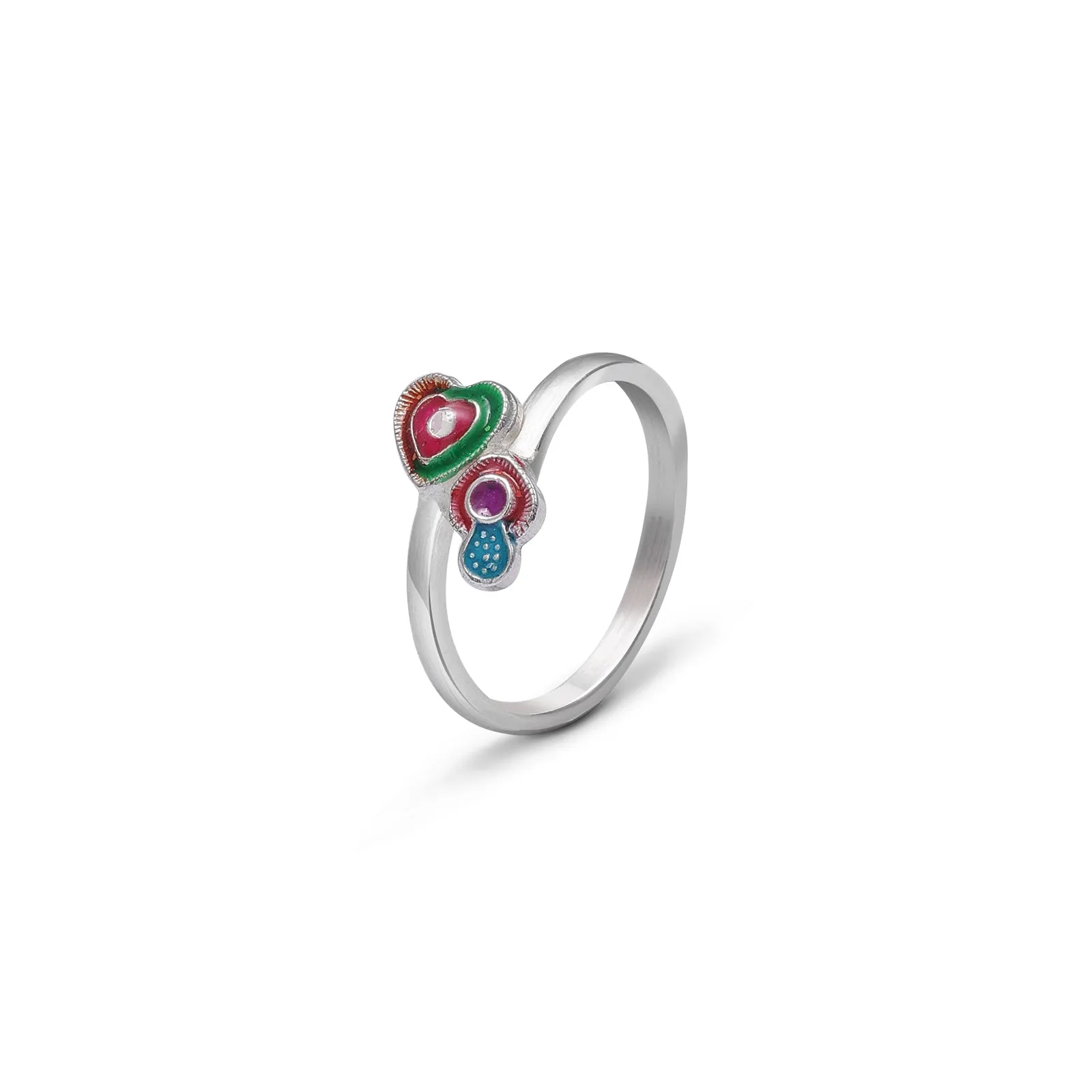 Pure Silver Toe Rings - Vibrant Multi Coloured Toe Rings
