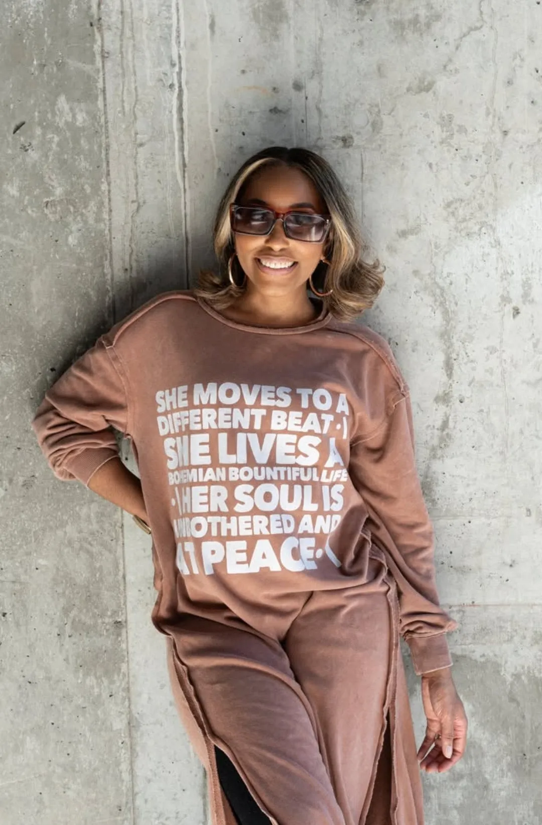 "She Moves to a Different Beat" Sweatshirt Dress