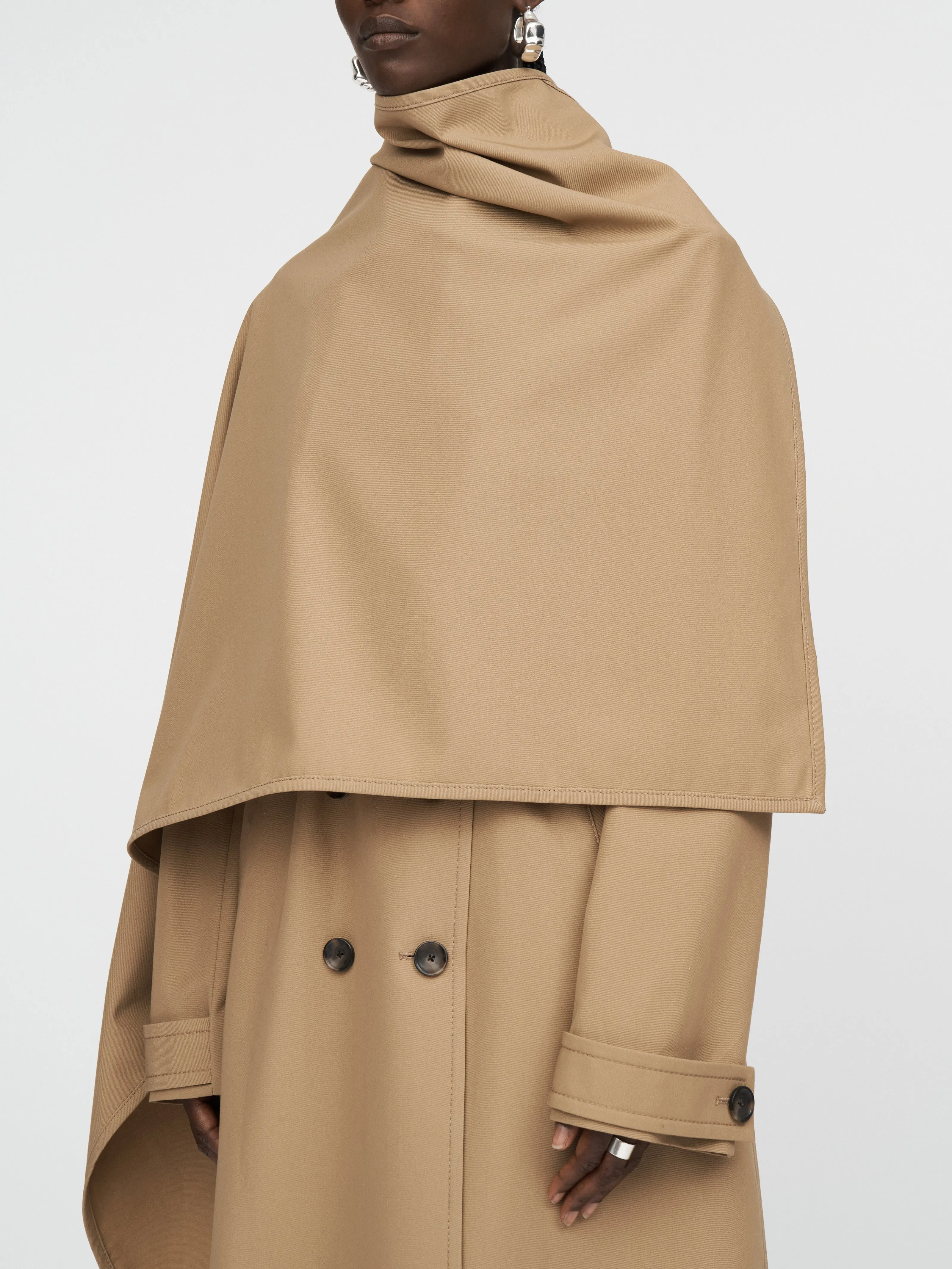 Rain Guard Cloak Trench Coat in Khaki