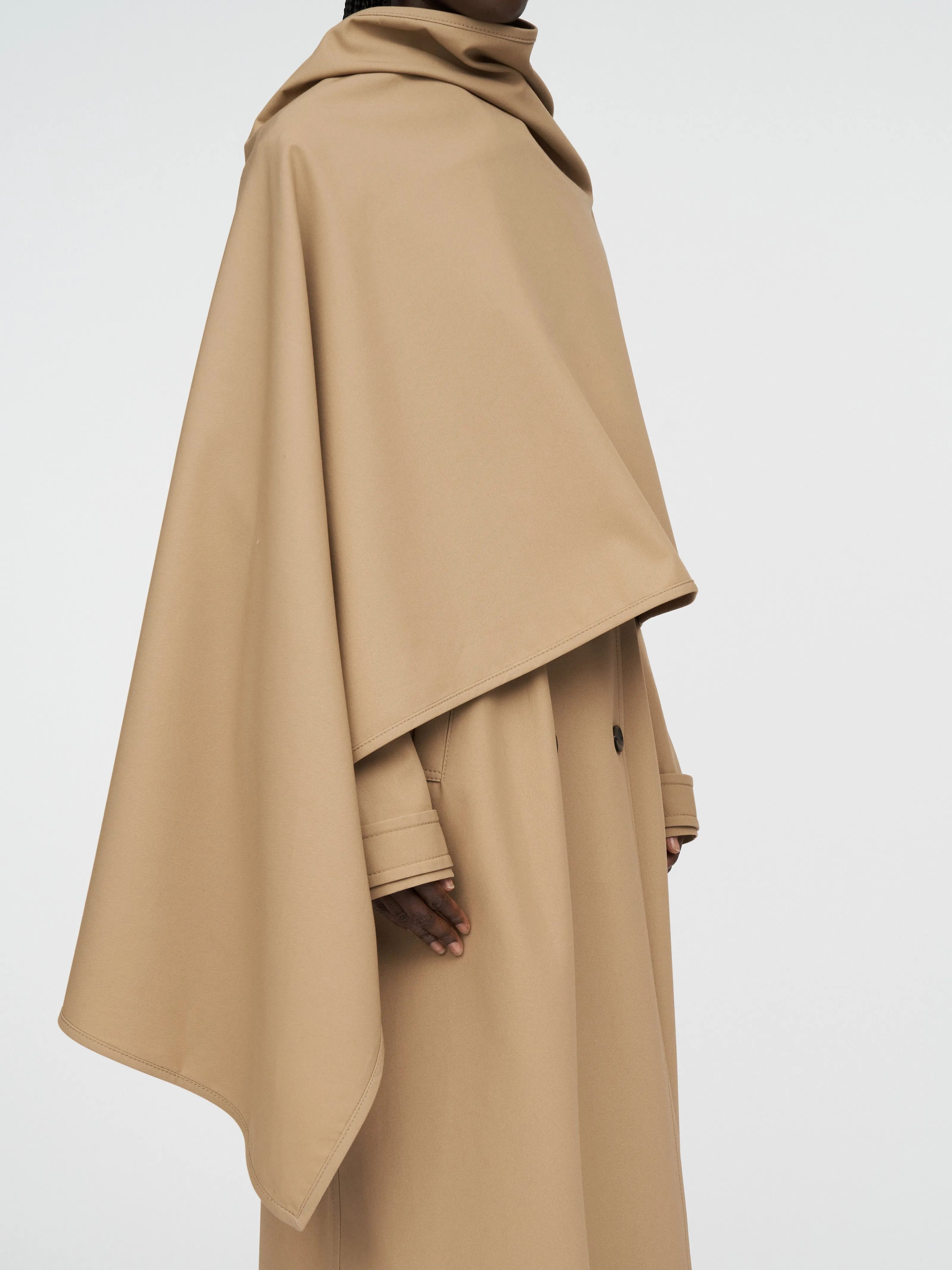 Rain Guard Cloak Trench Coat in Khaki