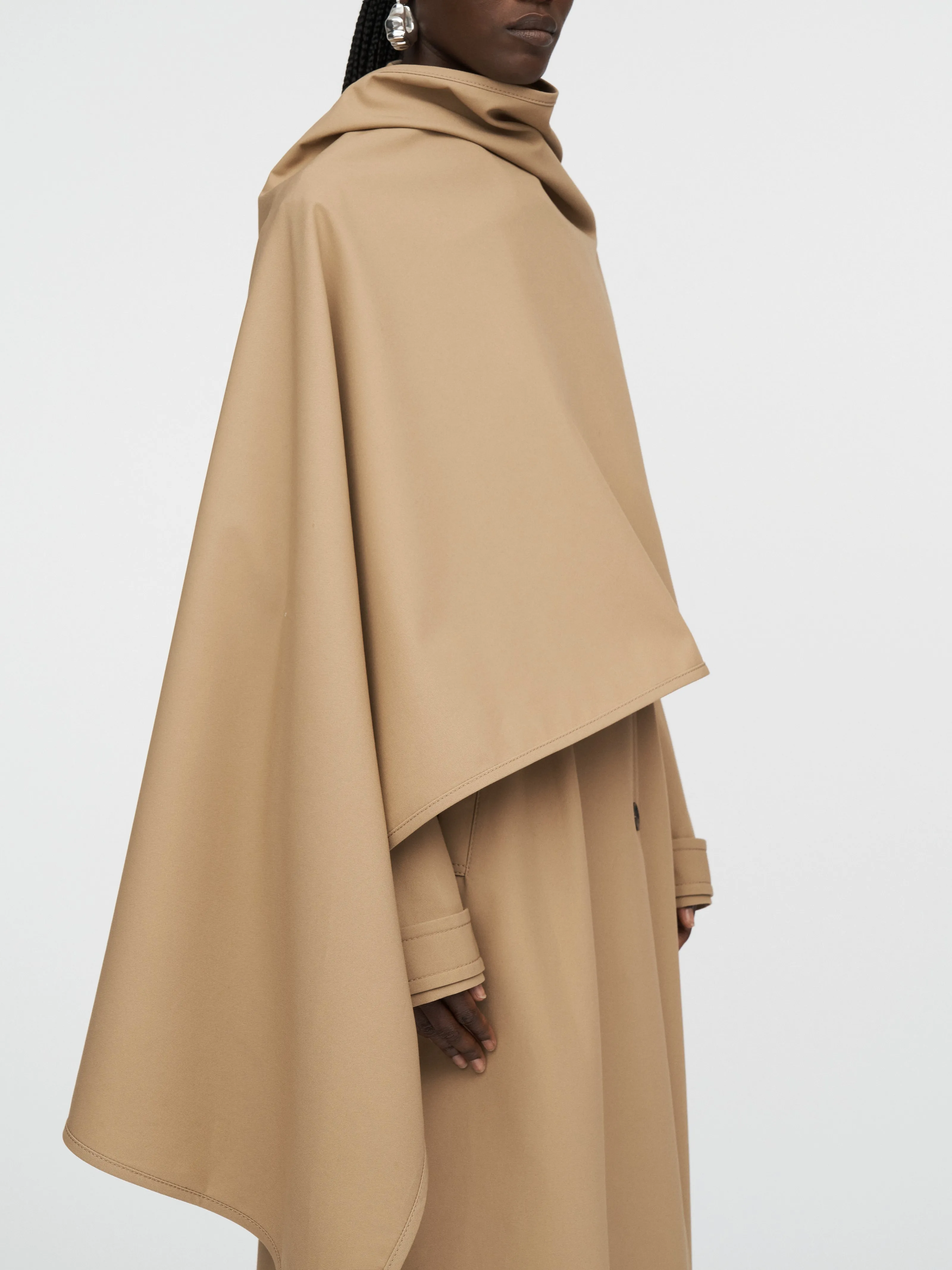 Rain Guard Cloak Trench Coat in Khaki