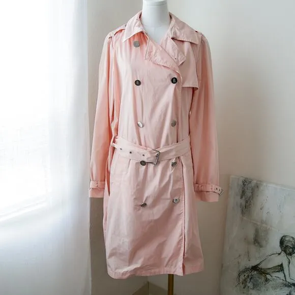 Ralph Lauren Taffeta Pastel Pink Trench Coat size 14 L NWT