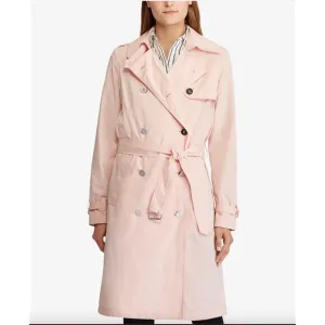 Ralph Lauren Taffeta Pastel Pink Trench Coat size 14 L NWT