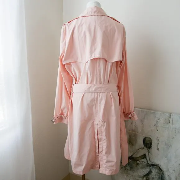 Ralph Lauren Taffeta Pastel Pink Trench Coat size 14 L NWT